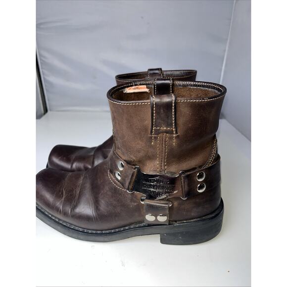 VNT Harley Davidson Harness Riding Boots Genuine Leather Square Toe Ankle Sz 9 - Picture 3 of 13